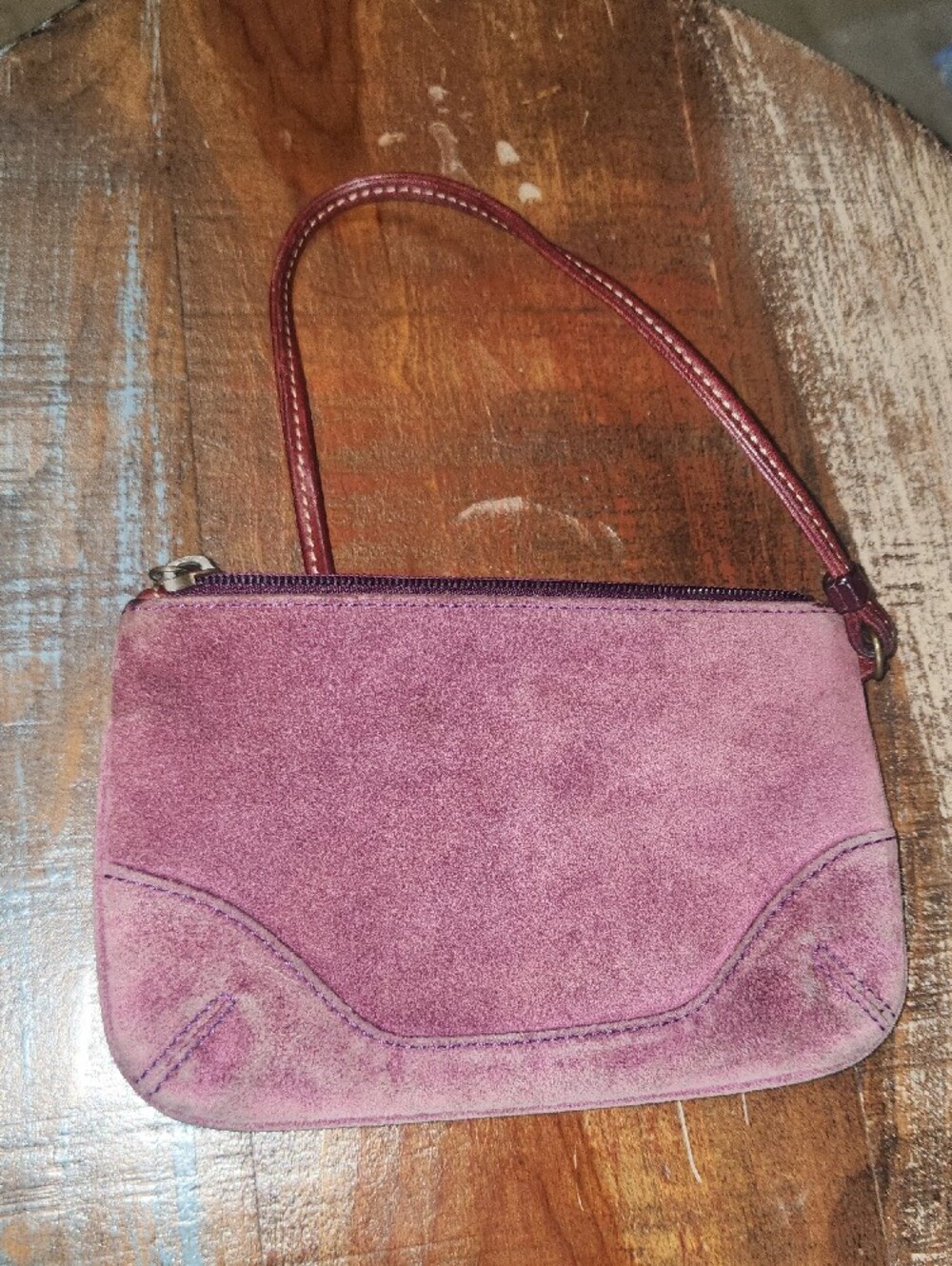 Coach Suede Wristlet Clutch Dusty Rose Vintage Pouch - Picture 7 of 13